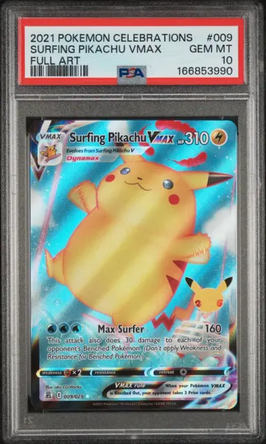2021 #009 Full Art/Surfing Pikachu Vmax PSA 10 Celebrations